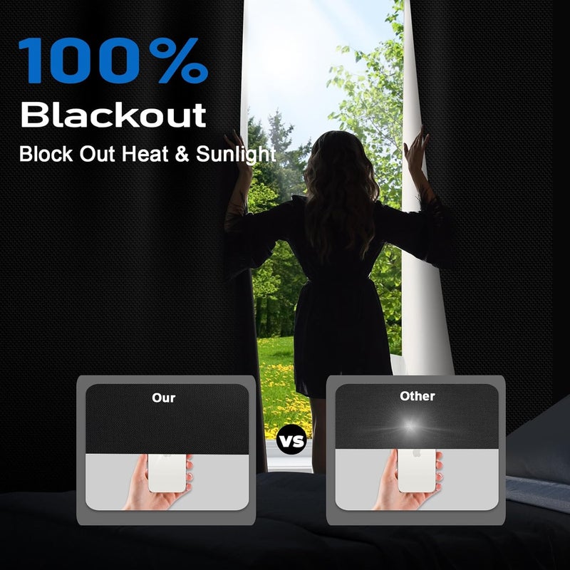 AZNN 100% Blackout Curtains for Bedroom, 51" x 57" Portable Window Cover Film，DIY Privacy Door Shades, Temporary Black Out Blinds for Nursery, Media and TV Room, Travel, Easy to Install, No-Drill - Image 2